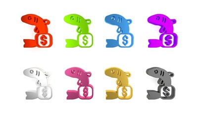 Colorful Price tag for fish icon isolated on white background. Minimalism concept. 3D render illustration