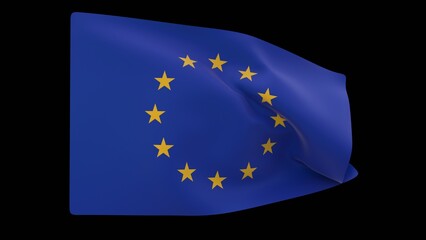 European union flag on wind flag 3d render