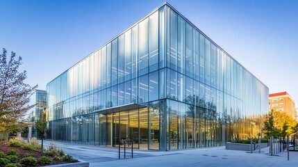 Obraz premium Modern building facade showcasing glass and steel architecture