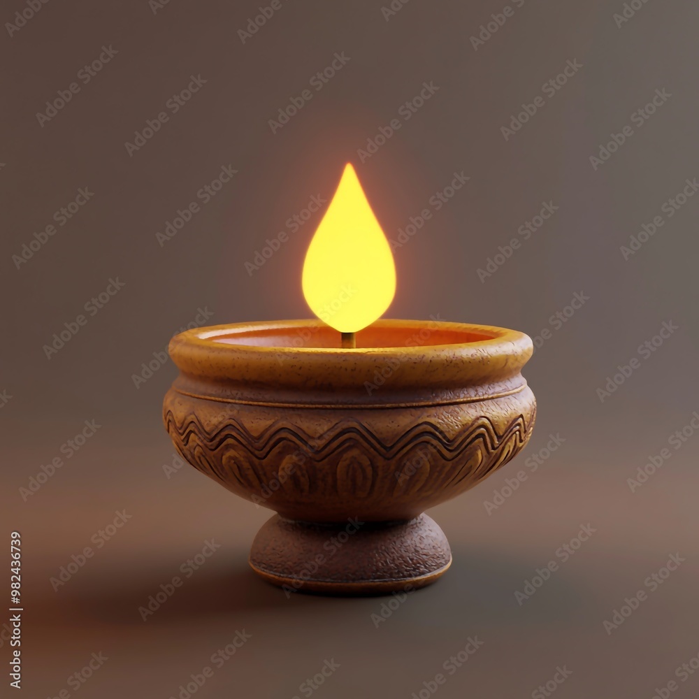 Wall mural 3D Icon: Traditional Lantern Used in Diwali Illustration Logo