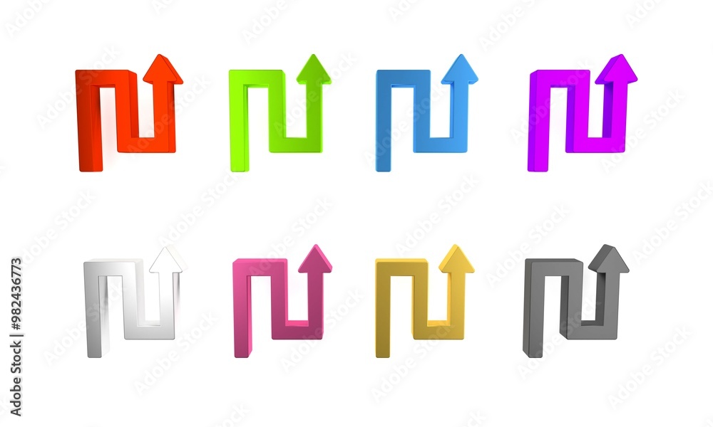 Poster colorful arrow icon isolated on white background. direction arrowhead symbol. navigation pointer sig