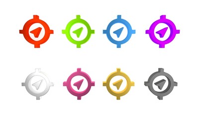 Colorful Compass icon isolated on white background. Windrose navigation symbol. Wind rose sign. Minimalism concept. 3D render illustration