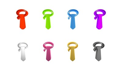 Colorful Tie icon isolated on white background. Necktie and neckcloth symbol. Minimalism concept. 3D render illustration