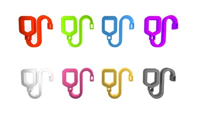 Colorful IV bag icon isolated on white background. Blood bag. Donate blood concept. The concept of treatment and therapy, chemotherapy. Minimalism concept. 3D render illustration