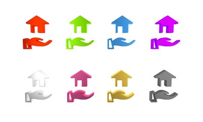 Colorful Realtor icon isolated on white background. Buying house. Minimalism concept. 3D render illustration