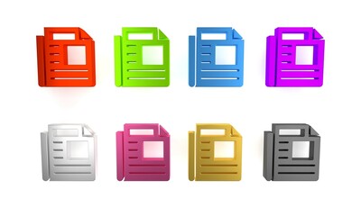 Colorful News icon isolated on white background. Newspaper sign. Mass media symbol. Minimalism concept. 3D render illustration