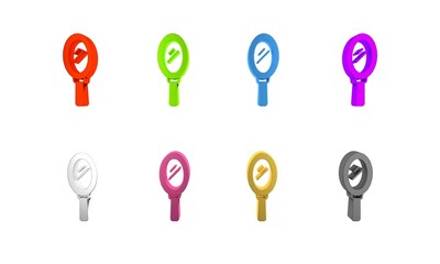 Colorful Hand mirror icon isolated on white background. Minimalism concept. 3D render illustration