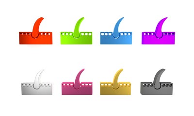 Colorful Human hair follicle icon isolated on white background. Hair care treatment. Minimalism concept. 3D render illustration