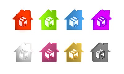 Colorful Home delivery services icon isolated on white background. Minimalism concept. 3D render illustration
