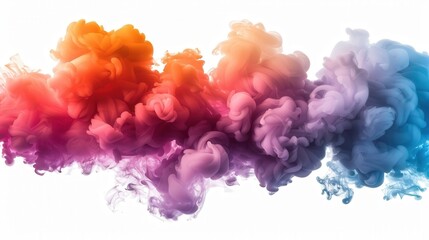 Fototapeta premium Vibrant Smoke Burst, an intense display of swirling colors erupting against a clear white backdrop, creating a captivating and dynamic visual spectacle.