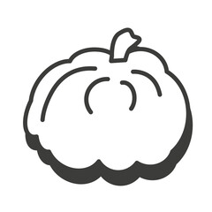 Pumpkin in thin line. Pumpkin icon. Pumpkin with shadow.
