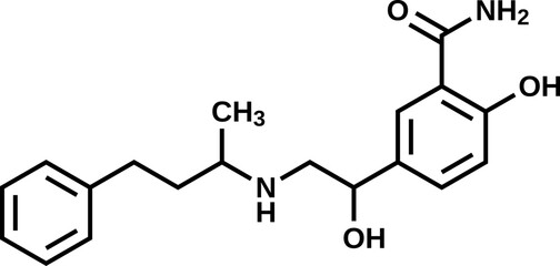 Labetalol structural formula, vector illustration