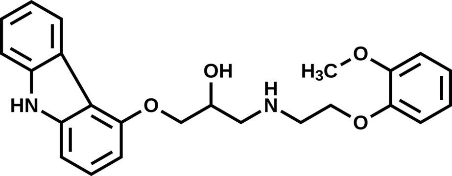 Carvedilol structural formula, vector illustration