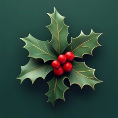 Fototapeta premium 3D Icon: Iconic Leaves Associated with Christmas Illustration Logo