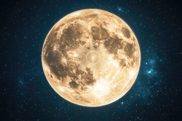 Obraz premium A large full moon with intricate sacred geometry patterns within its glow