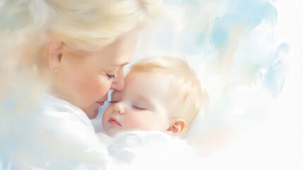 A woman is holding a baby in her arms