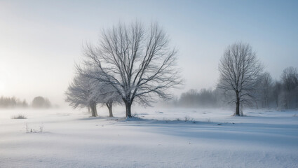 Fototapeta premium Serene and desolate winter morning scene captured in a minimalist photography style