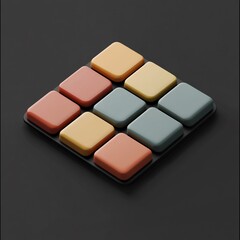 3D Icon: Colorful Tiles for Crafting Mosaic Art Illustration Logo