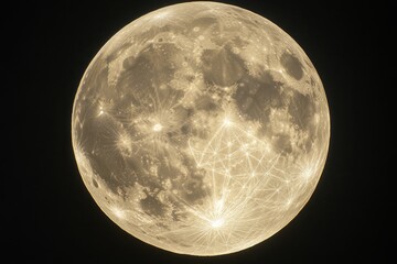 Obraz premium A large full moon with intricate sacred geometry patterns within its glow