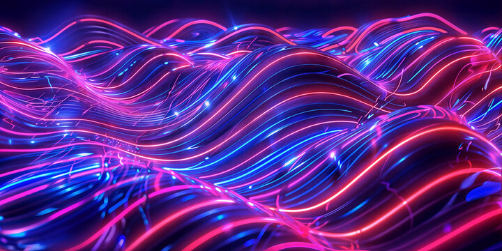 Digital abstract matrix background with blue and purple symbols.Streaming data, binary data moving on a digital road - Digital Code road concept