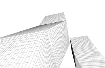 Fototapeta premium Architectural drawing digital backgroud 3d rendering