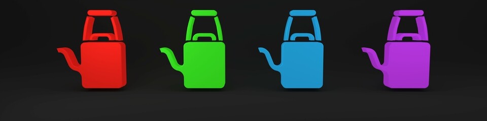 Colorful Watering can icon isolated on black background. Irrigation symbol. Minimalism concept. 3D render illustration