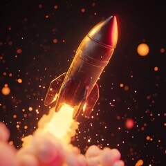 3D Icon: Rocket-Shaped Firework for Festivities Illustration Logo