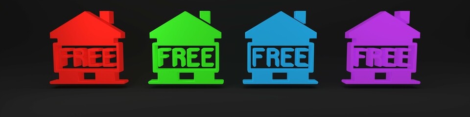 Colorful Shelter for homeless icon isolated on black background. Emergency housing, temporary residence for people, bums and beggars without home. Minimalism concept. 3D render illustration