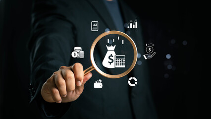 Budget and financial planning concept. Corporate finance and annual strategic plan. Calculate...