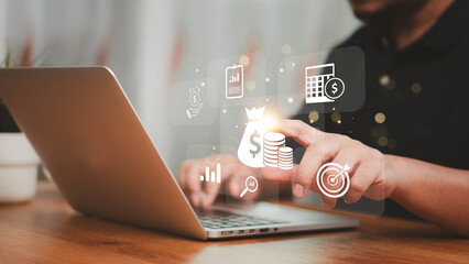 Budget and financial planning concept. Corporate finance and annual strategic plan. Calculate...