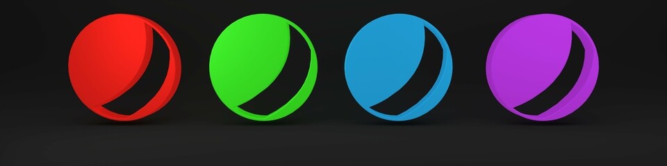 Colorful Beach ball icon isolated on black background. Children toy. Minimalism concept. 3D render illustration