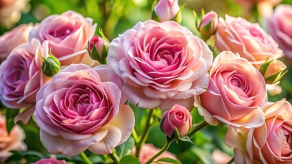 Obraz premium Delicate pink rose blooms with velvety petals and soft, romantic hues