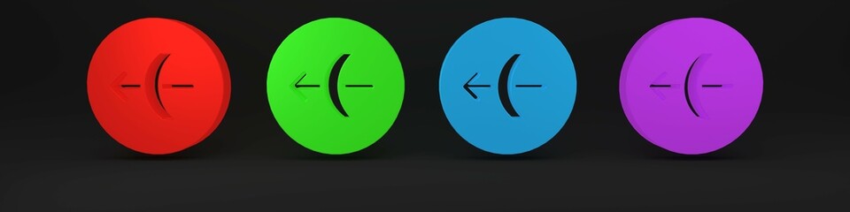 Fototapeta premium Colorful Sagittarius zodiac sign icon isolated on black background. Astrological horoscope collection. Minimalism concept. 3D render illustration