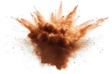 Explosion of Brown Dust Against White Background