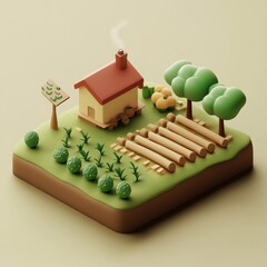 3D Icon: Farming Practices for Sustainability Illustration Logo