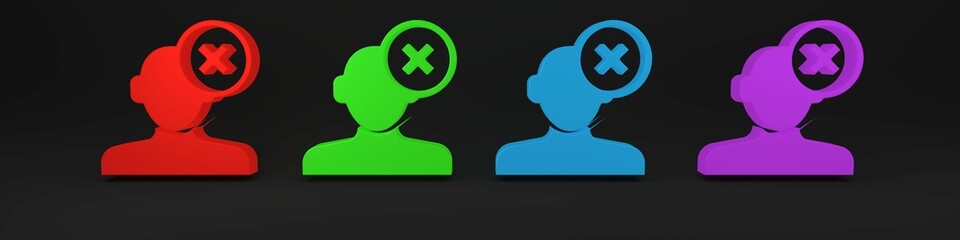 Colorful Solution to the problem in psychology icon isolated on black background. Therapy for mental health. Minimalism concept. 3D render illustration