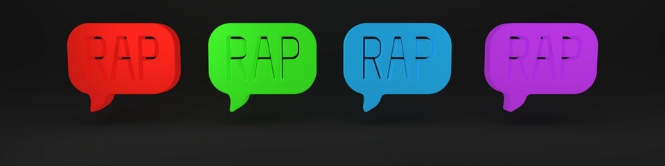 Colorful Rap music icon isolated on black background. Minimalism concept. 3D render illustration