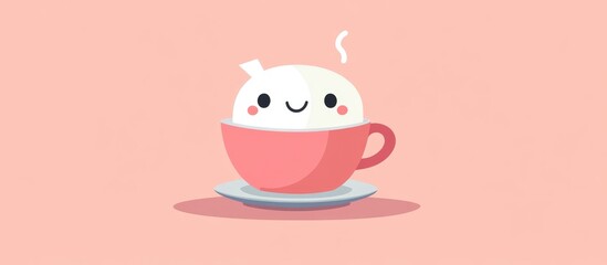 Cute character illustration inside a coffee cup in a flat modern design
