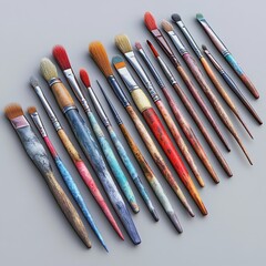 Fototapeta premium 3D Icon: Set of Brushes for Watercolor Painting Illustration Logo