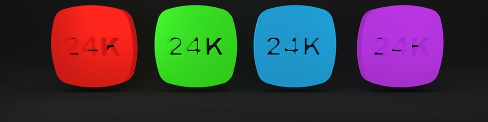 Colorful Gold bars 24k icon isolated on black background. Banking business concept. Minimalism concept. 3D render illustration