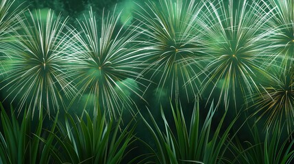 A cascade of green fireworks, their intricate patterns perfect for enhancing celebratory moments in visuals.