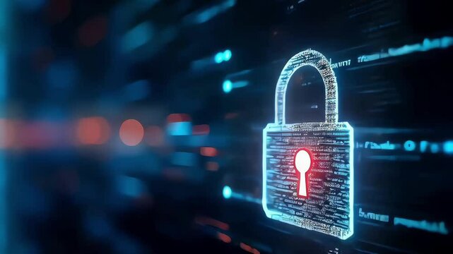 computer security and secure connection concept or cyber security service, security lock with login and connection of verified credentials