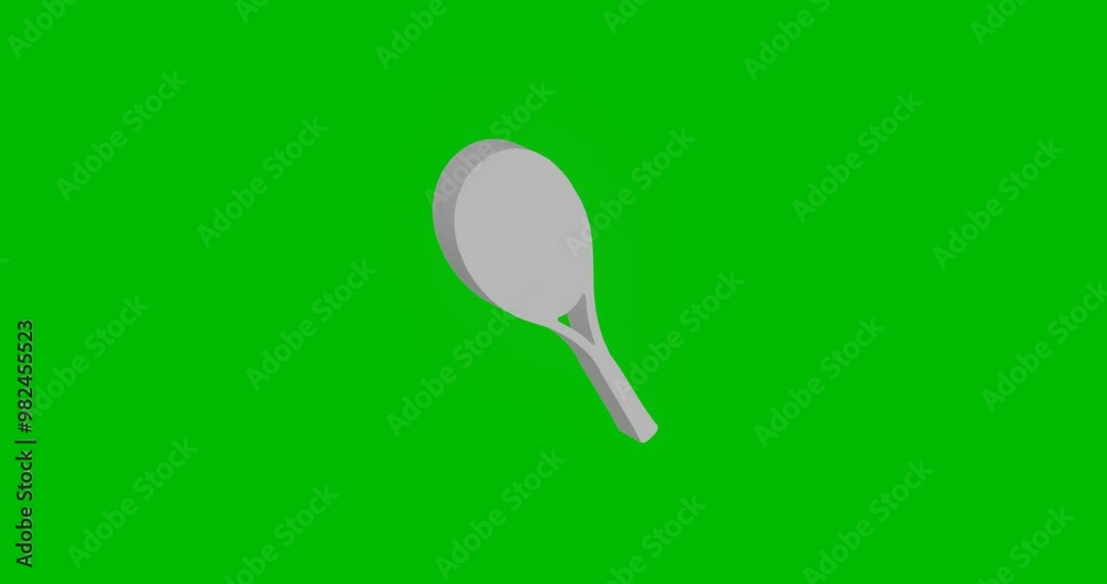 Poster animation of rotation of a white tennis racket symbol with shadow. simple and complex rotation. seam