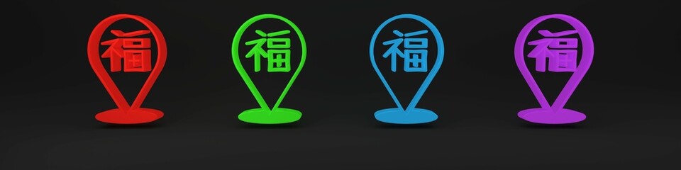 Colorful Chinese New Year icon isolated on black background. Minimalism concept. 3D render illustration