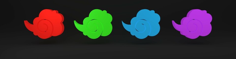 Colorful Magic fog or smoke icon isolated on black background. Minimalism concept. 3D render illustration