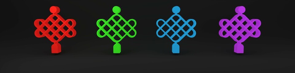 Colorful Chinese paper lantern icon isolated on black background. Minimalism concept. 3D render illustration