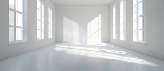Fototapeta premium Minimalist and empty interior of a white room rendered in 3D