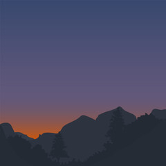 a view of a mountain range at night with a bright star in the sky