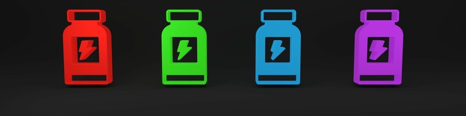 Colorful Energy drink icon isolated on black background. Minimalism concept. 3D render illustration