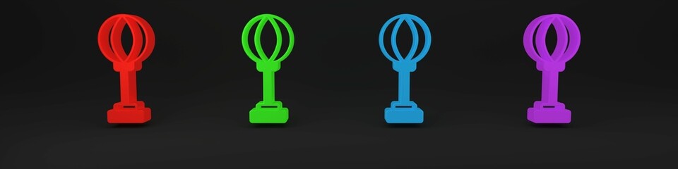 Colorful Punching bag icon isolated on black background. Minimalism concept. 3D render illustration